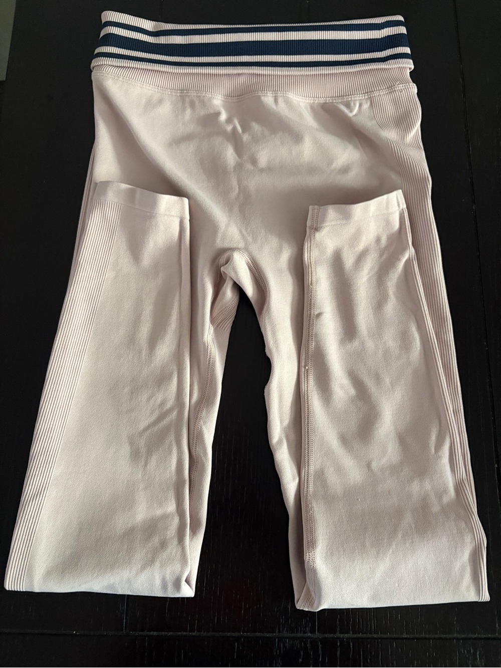 Kids Light Pink Active Leggings with Striped Waistband